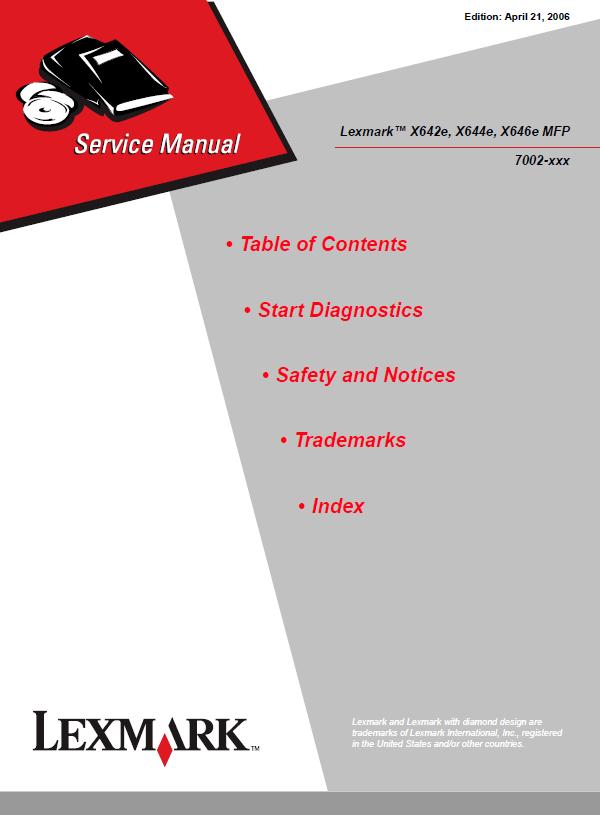 Lexmark X642eMFP/X644eMFP/X646eMFP Service Manual