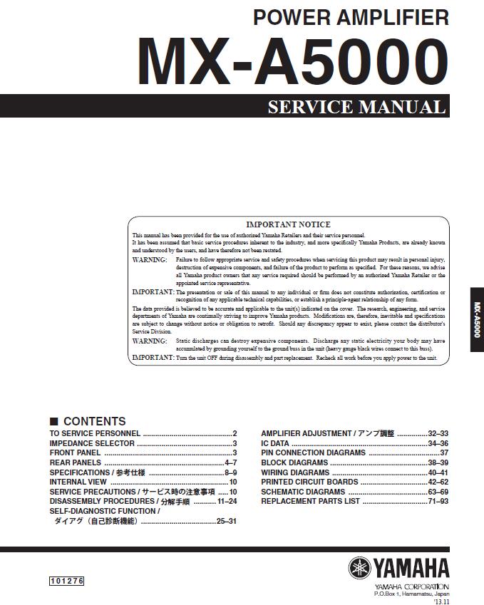 Yamaha MX-A5000 Service Manual