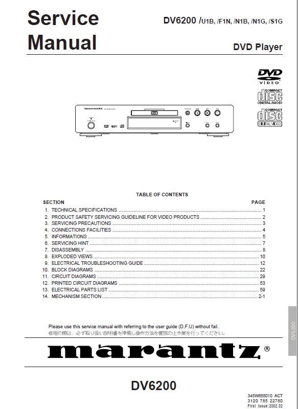Marantz DV6200 Service Manual