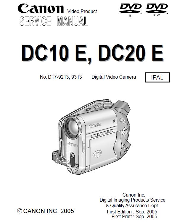 Canon DC10E/DC20E Service Manual