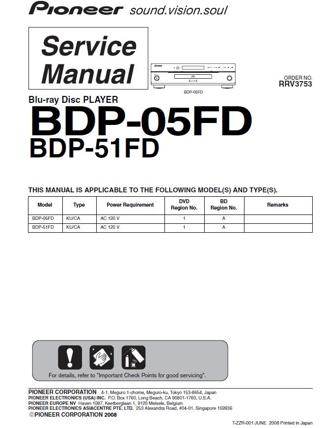 Pioneer BDP-05FD/BDP-51FD Service Manual