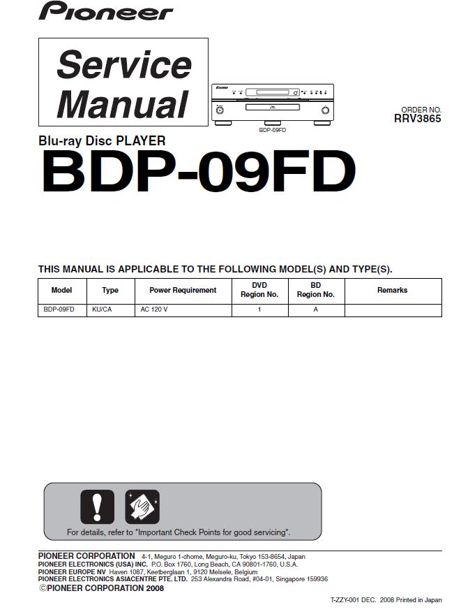 Pioneer BDP-09FD Service Manual