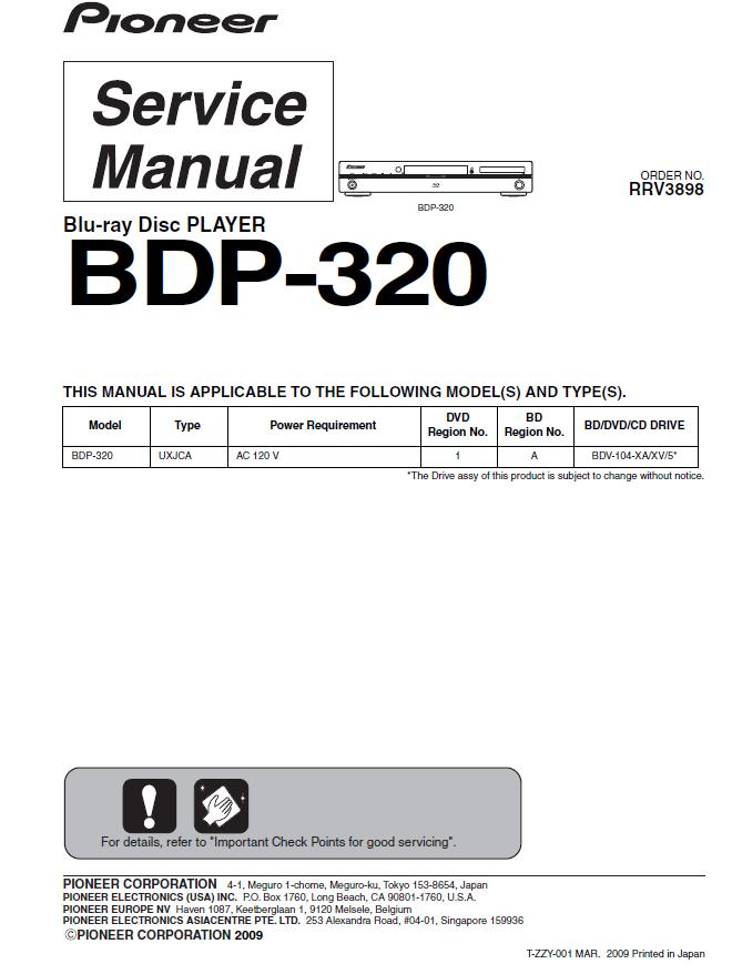 Pioneer BDP-23FD/BDP-320/BDP-LX52 Service Manual