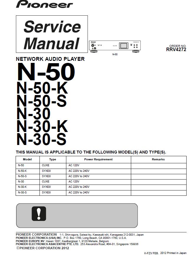 Pioneer N-30/N-50 Service Manual