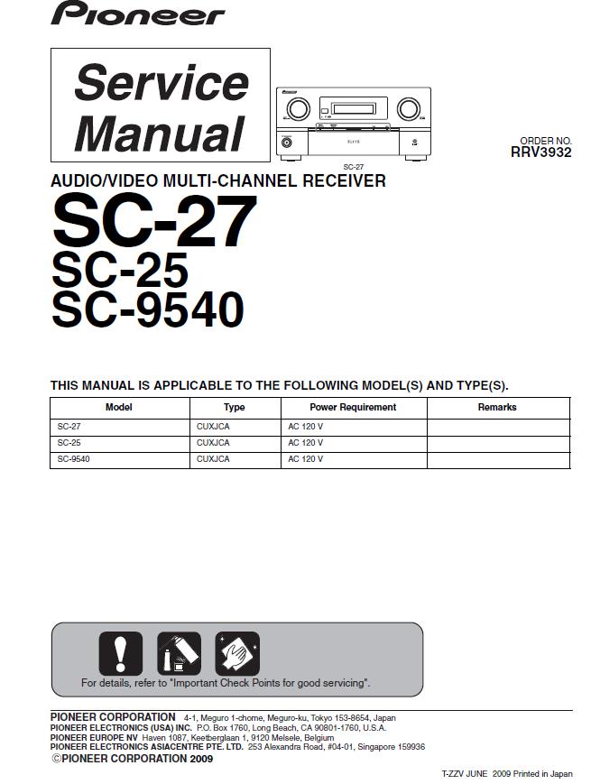 Pioneer SC-25/SC-27/SC-9540 Service Manual