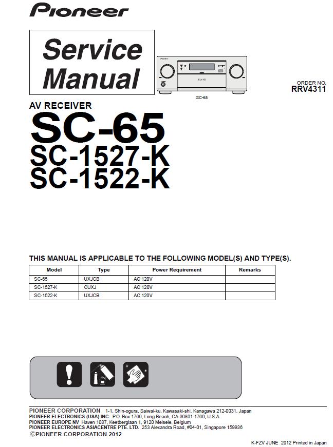 Pioneer SC-65/SC-1522/SC-1527/SC-X56 Service Manual