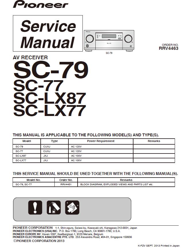 Pioneer SC-77/SC-79/SC-LX77/SC-LX87 Service Manual