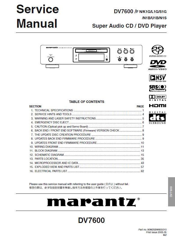 Marantz DV7600 Service Manual