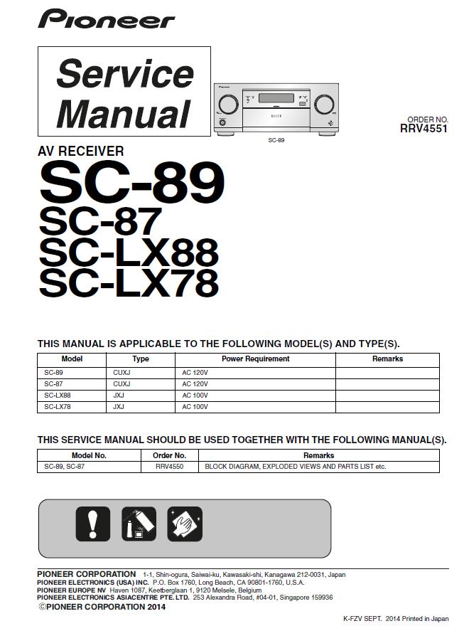 Pioneer SC-87/SC-89/SC-LX78/SC-LX88 Service Manual