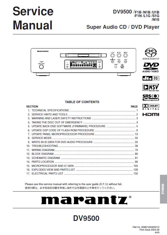 Marantz DV9500 Service Manual