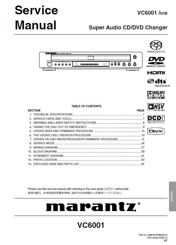 Marantz VC6001 Service Manual
