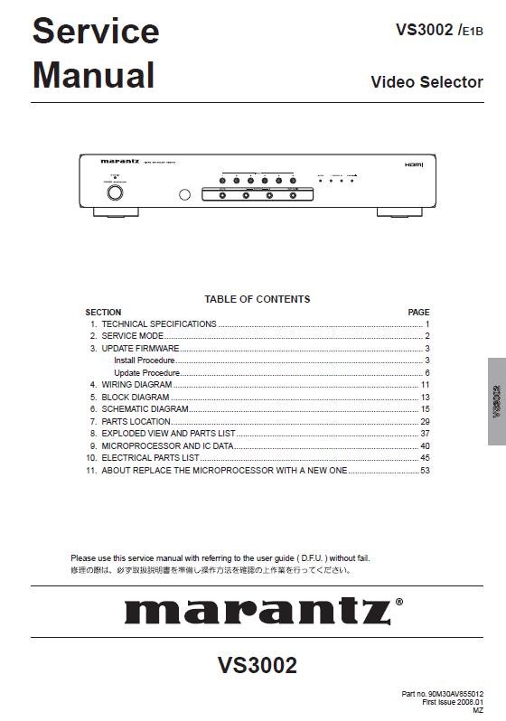 Marantz VS3002 Service Manual