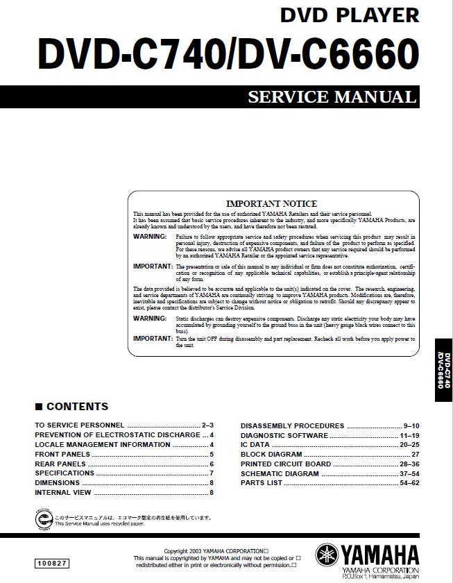 Yamaha DV-C66600/DVD-C740 Service Manual