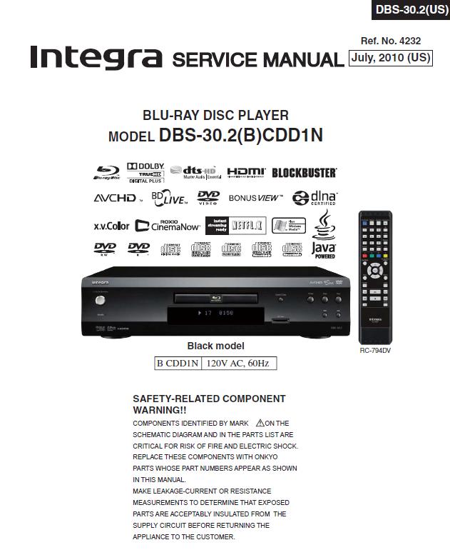 Integra DBS-30.2 Service Manual