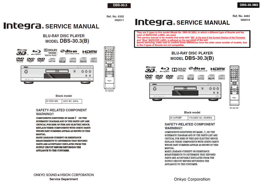 Integra DBS-30.3 Service Manual