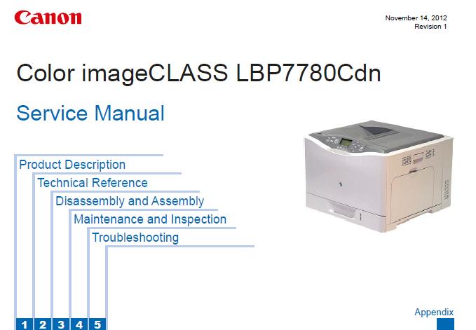 Canon Color imageCLASS LBP7780Cdn Service Manual