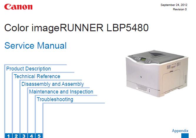 Canon Color imageRUNNER LBP5480 Service Manual