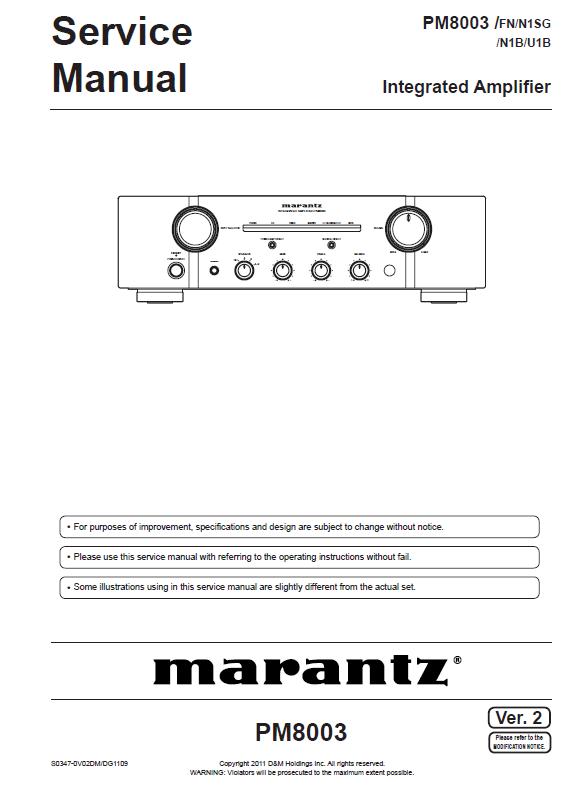 Marantz PM8003 Service Manual
