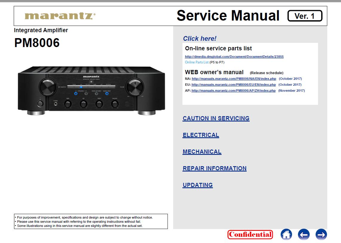 Marantz PM8006 Service Manual
