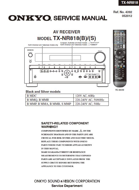 Onkyo TX-NR818 Service Manual