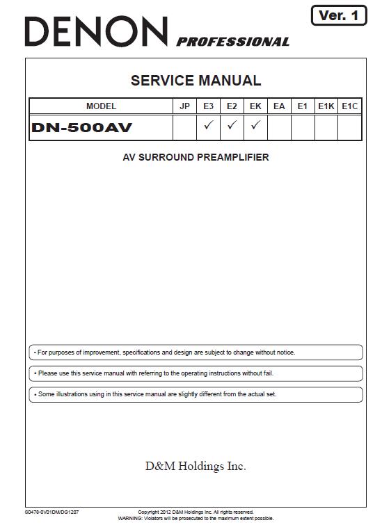 Denon DN-500AV Service Manual