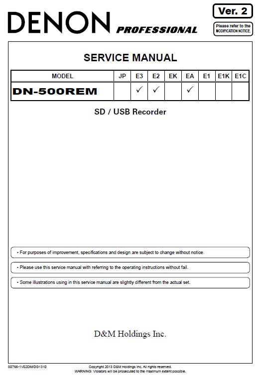 Denon DN-500REM Service Manual