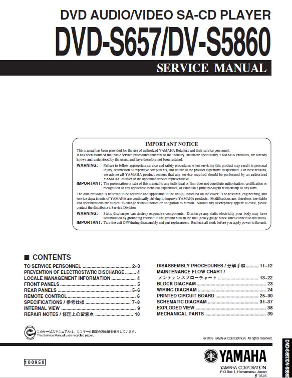 Yamaha DVD-S657/DV-S5860 Service Manual