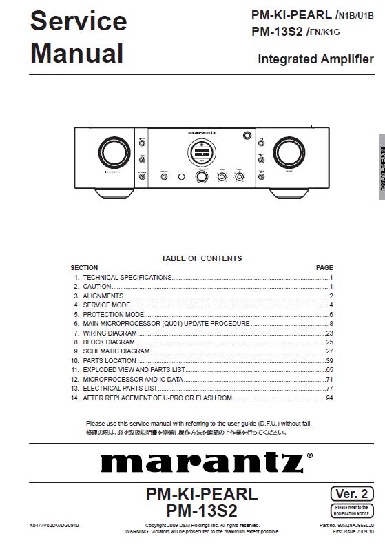 Marantz PM-13S2/PM-KI-PEARL Service Manual