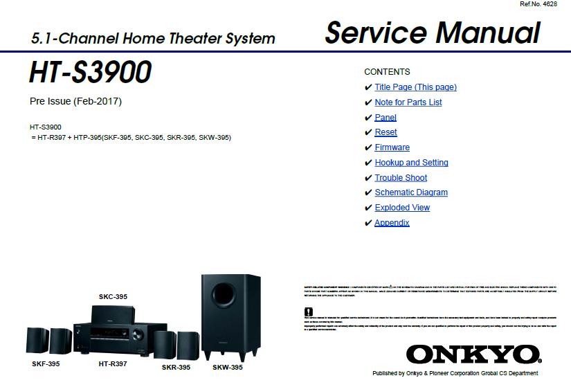 Onkyo HT-S3900 Service Manual :: Receivers, Amplifiers, Tuners Service