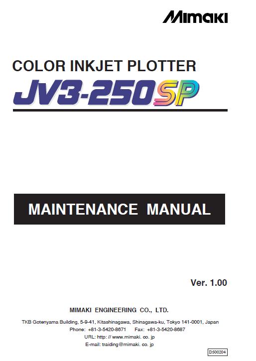 Mimaki JV3-250SP Service Manual