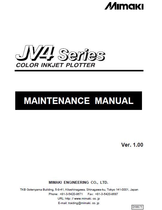 Mimaki JV4-130/Mimaki JV4-160/Mimaki JV4-180 Service Manual