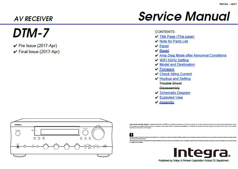 Integra DTM-7 Service Manual