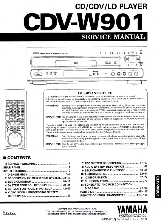 Yamaha CDV-W901 Service Manual