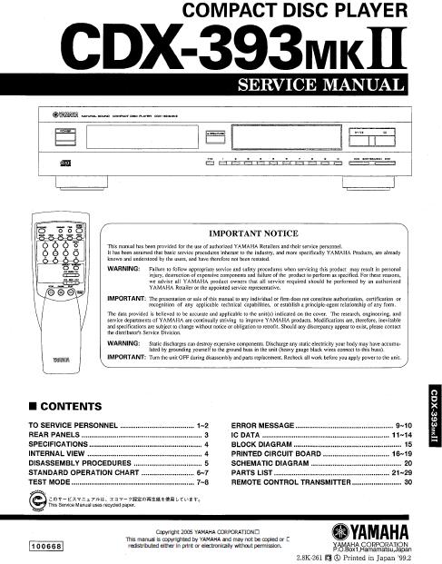 Yamaha CDX-393MKII Service Manual