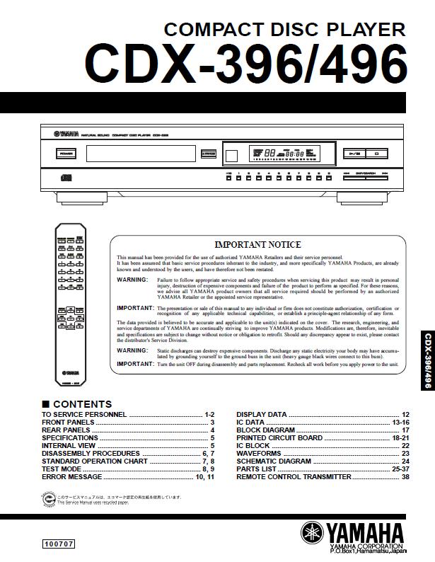 Yamaha CDX-396/CDX-496 Service Manual