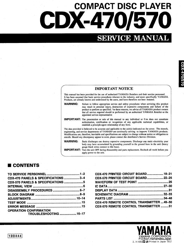 Yamaha CDX-470/CDX-570 Service Manual
