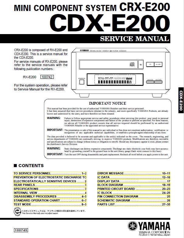 Yamaha CDX-E200 Service Manual