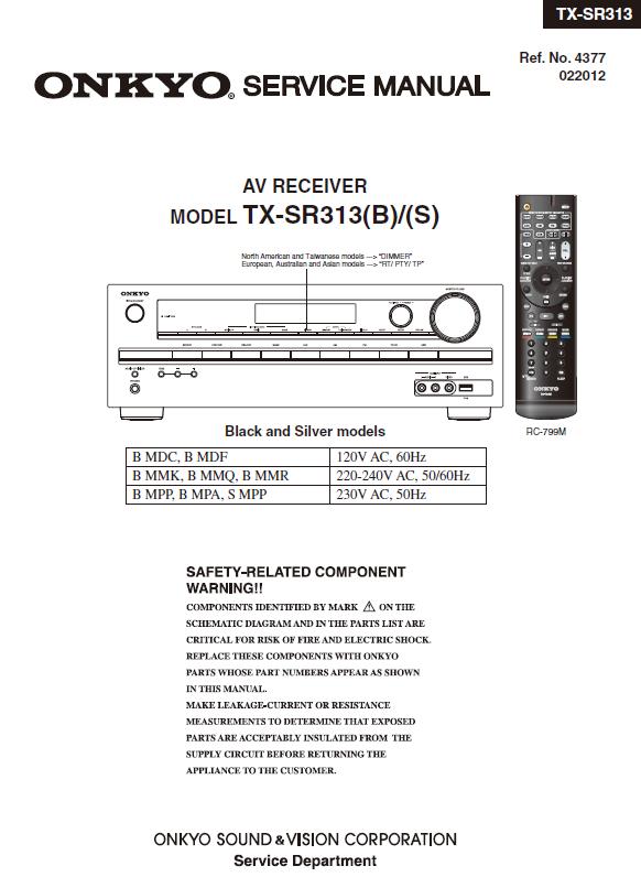 Onkyo TX-SR313(B)/(S) Service Manual