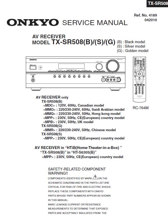 Onkyo TX-SR508 Service Manual