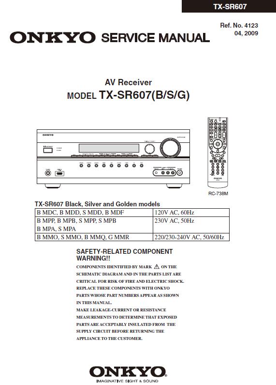 Onkyo TX-SR607 Service Manual