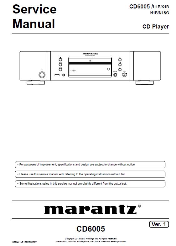Marantz CD6005 Service Manual