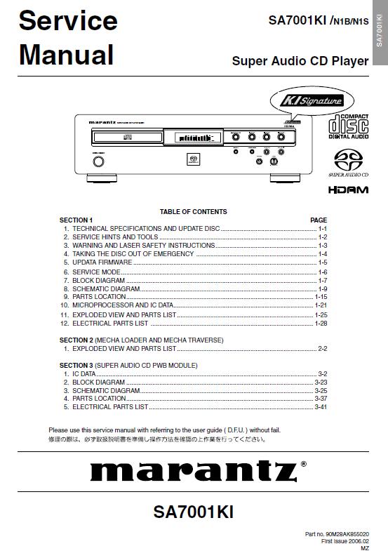 Marantz SA7001K1 Service Manual