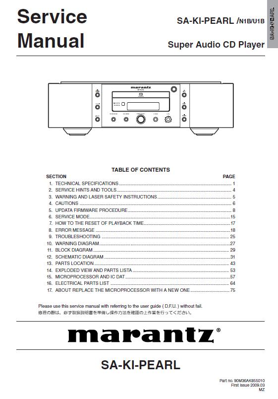 Marantz SA-KI-PEARL Service Manual