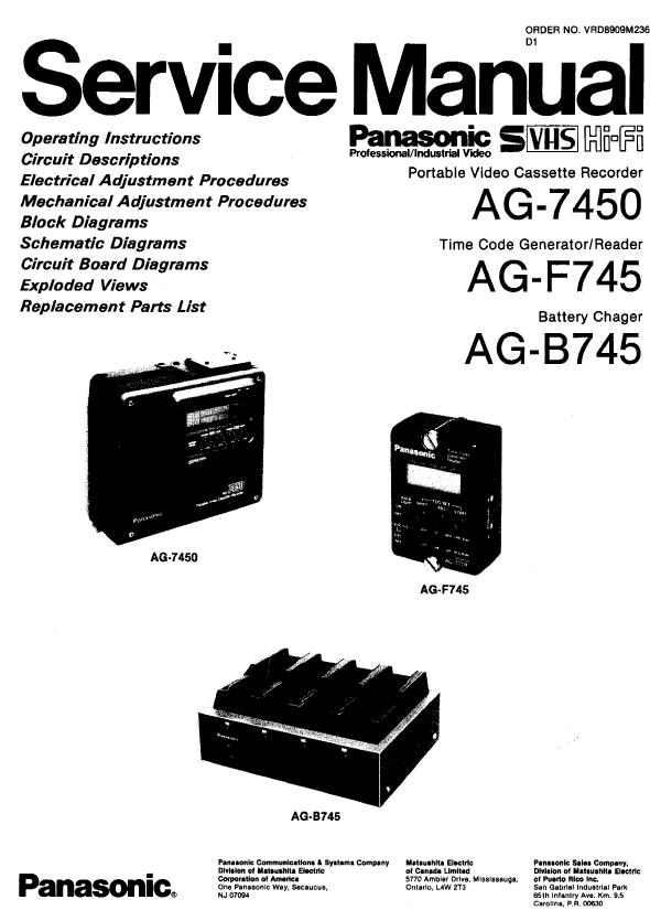 Panasonic AG-7450/AG-F745/AG-B745 Service Manual