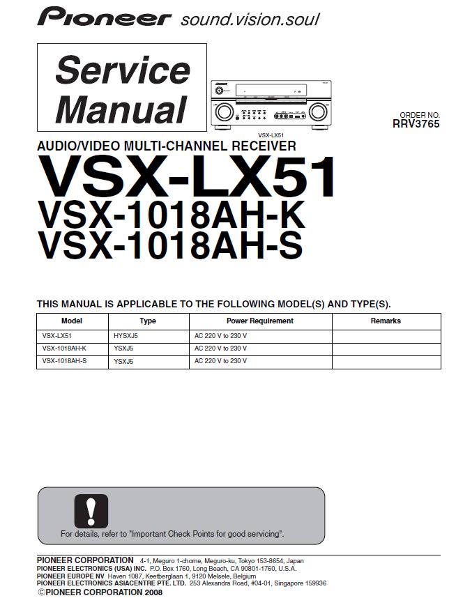 Pioneer VSX-LX51/VSX-1018AH-K/VSX-1018AH-S Service Manual