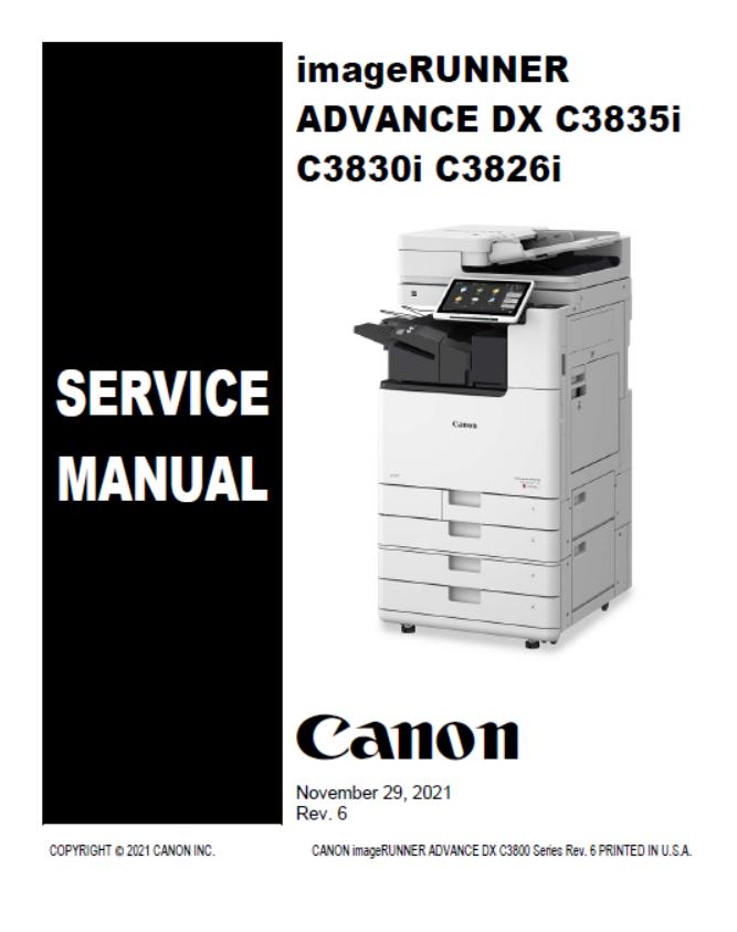 Canon imageRUNNER ADVANCE DX C3835i/C3830i/C3826i Service Manual