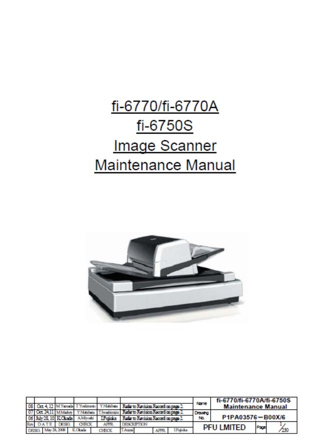 Fujitsu fi-6770/fi-6770A/fi-6750S Maintenance Manual