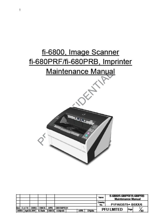 Fujitsu fi-6800/fi-680PRF/fi-680PRB Maintenance Manual