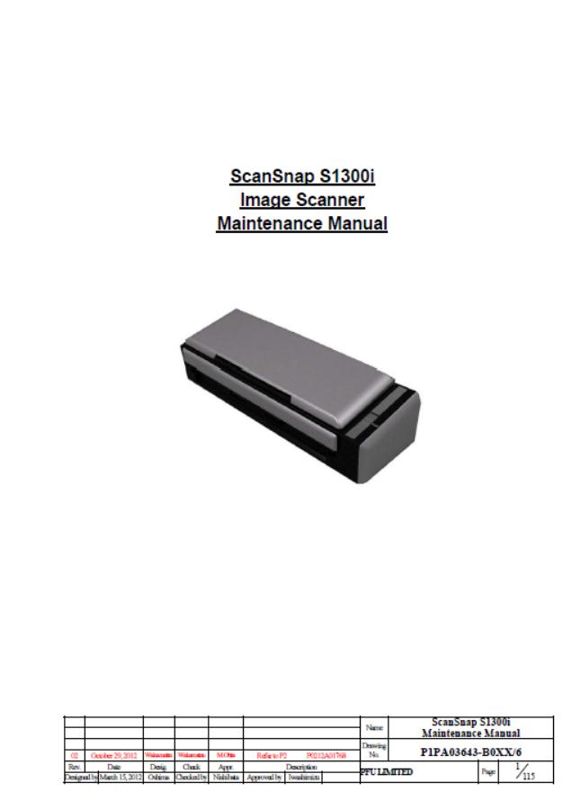 Fujitsu ScanSnap S1300i Maintenance Manual
