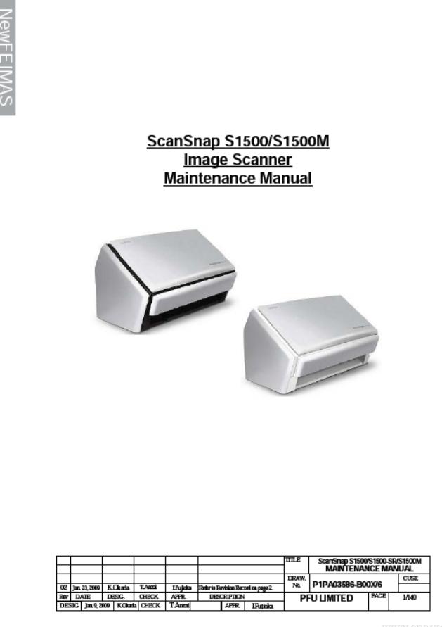 Fujitsu ScanSnap S1500/S1500M Maintenance Manual